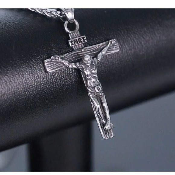 Jesus Pendant Solid Steel! Pendant + Necklace